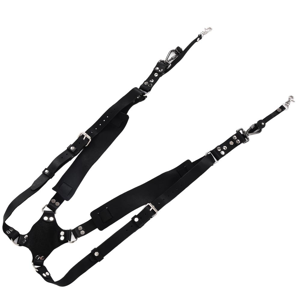 Leather Camera Strap Dual Shoulder Snapshot Harness Adjustable Multifunctional Camera Accessories for SLR CameraBlack