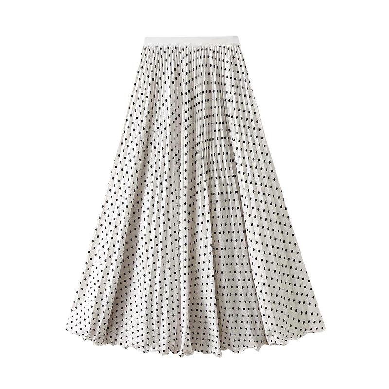 Women's Pleated Midi Skirt Chiffon Elastic High Waist Long Skirts Swing A-Line Boho Flowy Skirts Outfits Casual Beach Ruffled Maxi Skirt for Women
