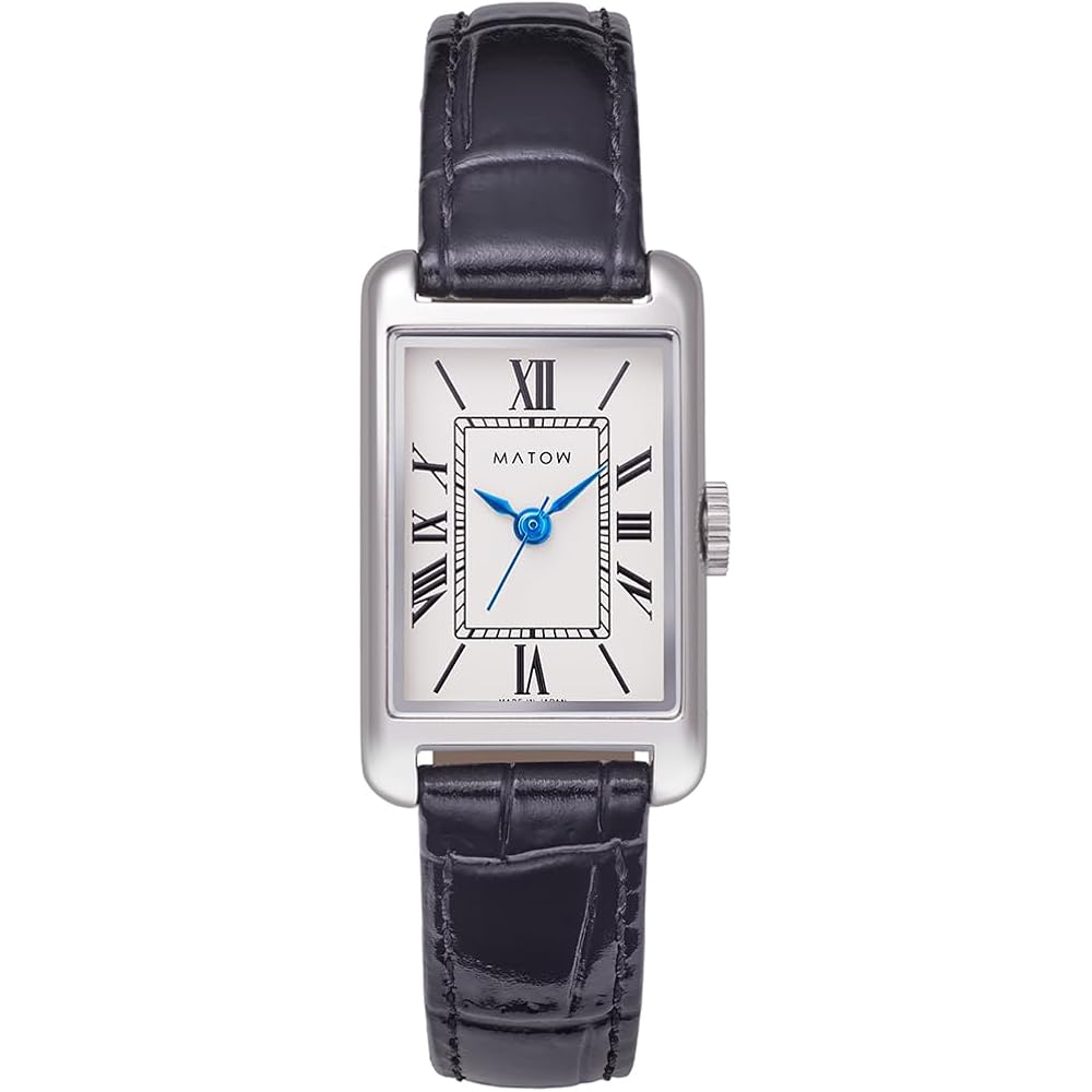 Matow Women s Square Watch Silver Black Leather 30mm