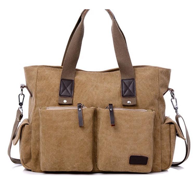 Britische Stil Leinwand Umhängetasche - Unisex Große Kapazität Crossbody Reißverschlusstasche für Kurze Reisen