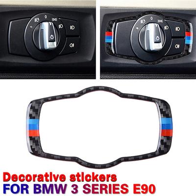 BMW 3 serisi için uygun E90 E92 E93 2005-2012 1 adet gerçek karbon Fiber far anahtarı paneli Trim etiket araba iç