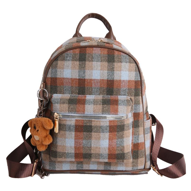 Schoolbag1011 New Fashion Versatile Plaid Women's Backpack Cute Small School Bag Korean Version Multifunctional Mini Small Backpack