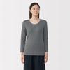 MUJI Warm Cotton Thick Sleeve FCD16A5A Medium Gray M Women's U-Neck 3/4 T-Shirt Women's
