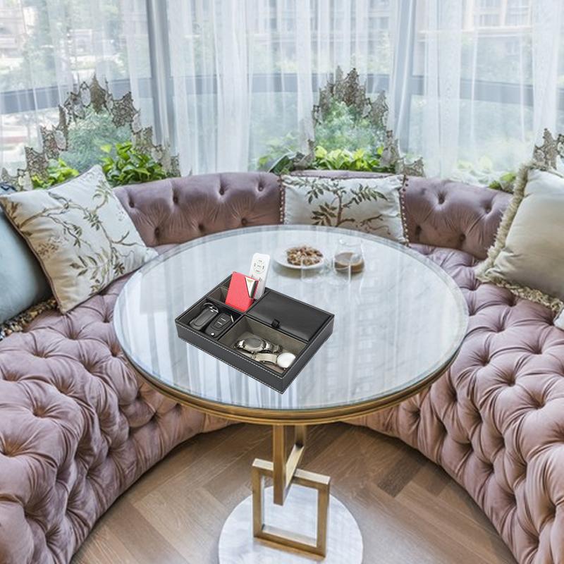 5 Bölmeli Suni Deri Erkek Valet Tepsisi Tepsi Düzenleyici Dayanıklı Komodin Düzenleyici Şifonyer Kutusu Anahtarlar Cüzdan Gözlükler için