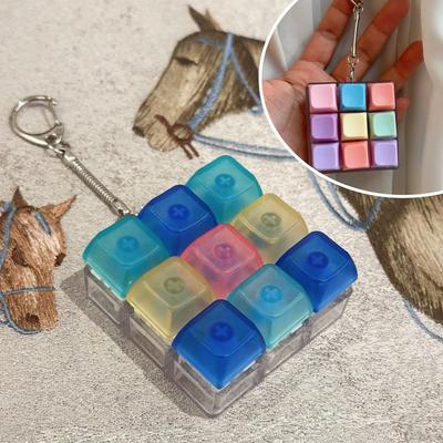Fidget Decompression 9-Key Keyboard Toy-Anti-Stress Finger Keychain for Adults & Kids,Fun Stress Relief Gadget for Boys & Girls