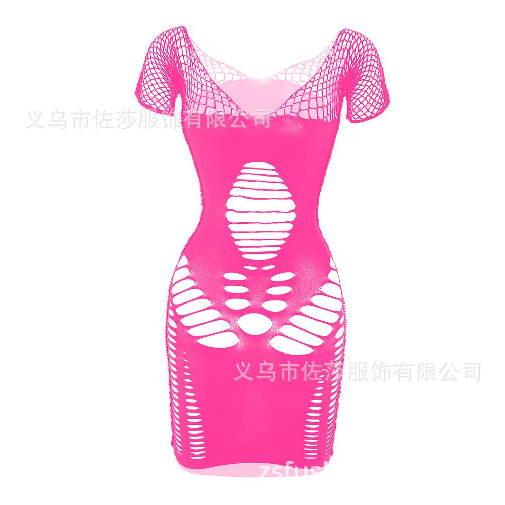 Sex underwear sexy fishing net mesh hip skirt one-piece tube top hollow perspective set
