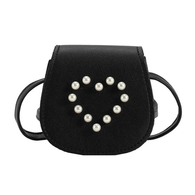 

Adorable Heart Shaped Childrens Purse With Trendy Pearl Details For Young Girls чорний