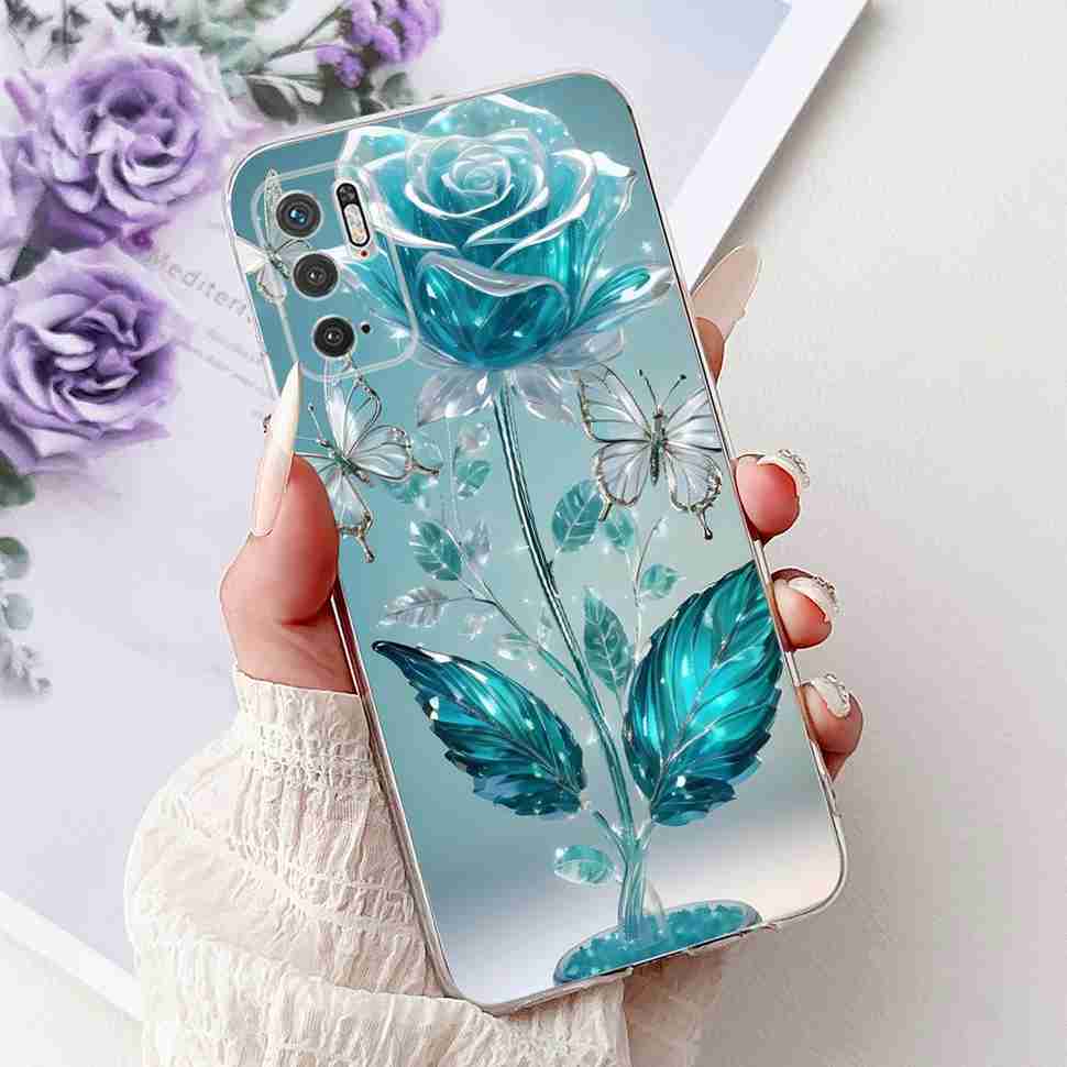 For Redmi Note 10 5G Case Fashion Rose Bow Soft Silicone TPU Back Cover For Xiaomi POCO M3 Pro 5G 6.5" Shockproof Phone Cases
