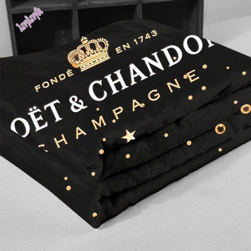 Şampanya Moet &; Chandon Atma Battaniye Moda Yumuşak Ve Rahat Flanel Kabarık Battaniye Çekyat Veya Kamp için