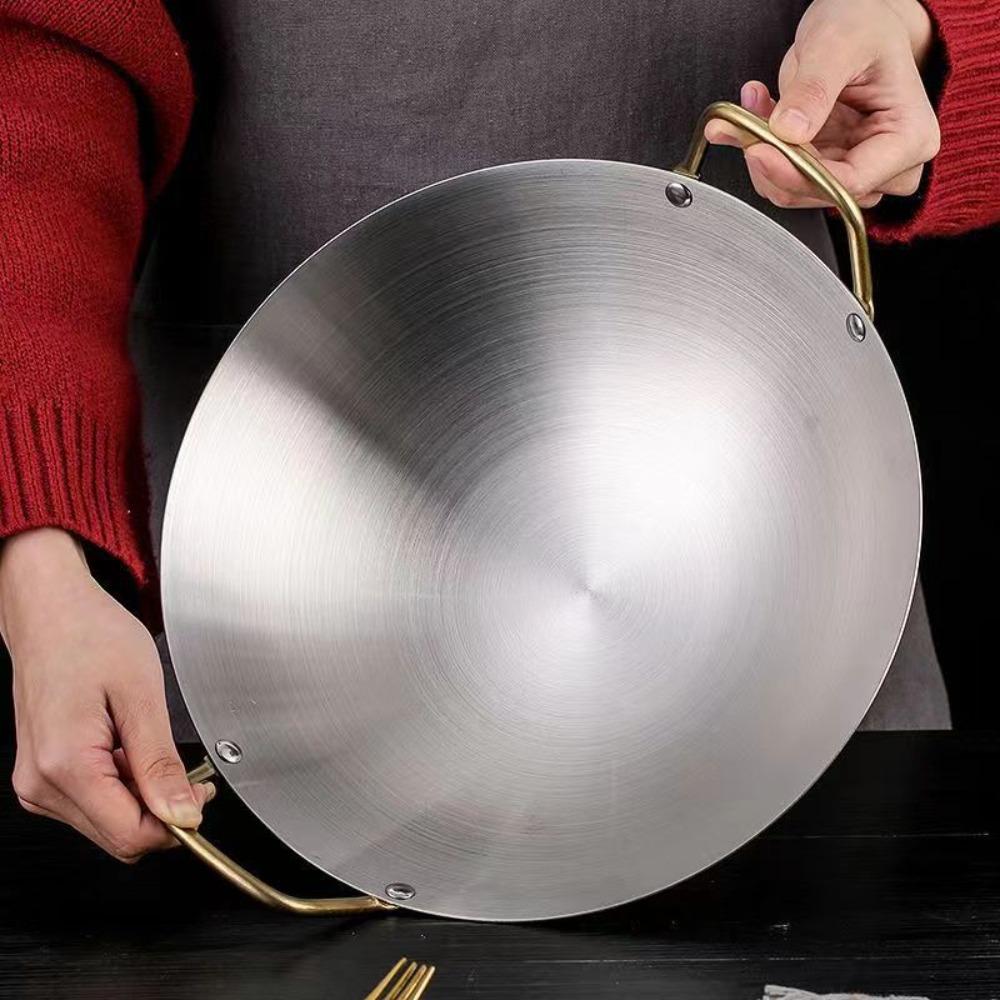 With Two Golden Handles Saucepan Round Bottom Soup Pan Household Dry Pots  Ramen
