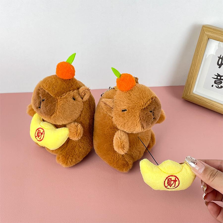 Plush Whimsical Capybara Keychain Toy With Soft Pp Cotton Filling For Joyful Play Kids
