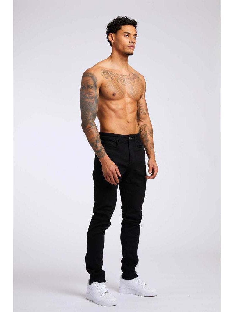 Slim Fit Black High-Waist Men's Denim Trousers