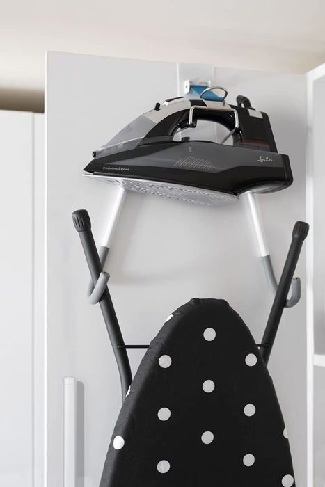 Support de planche et fer à repasser - JATA HOGAR - HPLA8115 - Acier inoxydable - Noir - Pratique