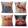 Flamingo Series Throw Pillow Covers With Digital Printing Of Short Plush Fabric Car-Shaped Sofa Cushion For Office Home Decor