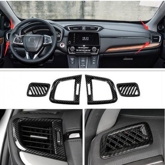 For Honda CRV CR-V 2017- Dashboard Air Vent Cover Trim Carbon fiber look 4pc