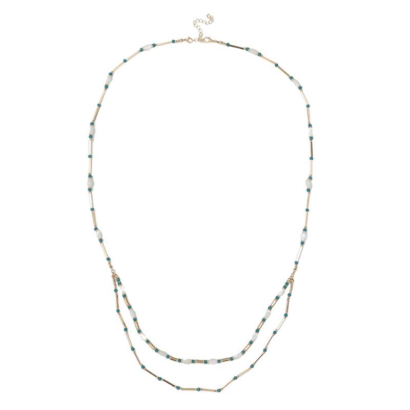 Exotic Shiny Metal Beads Long Necklace: Simple & Versatile Fashion Chain