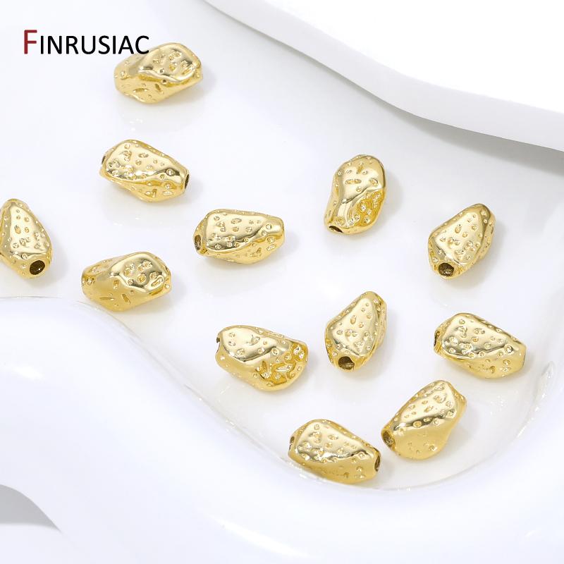 18K Gold Plated Brass Irregular Baroque Spacer Bead For Bracelet Necklace Making,Separate Bead For DIY Handmade Jewelry Material