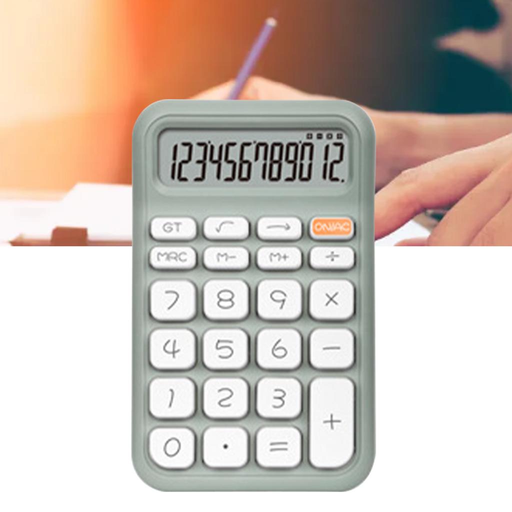 Calculator 12 Digit Handheld Pocket Calculator Note Pad Calculator for Students Office Green