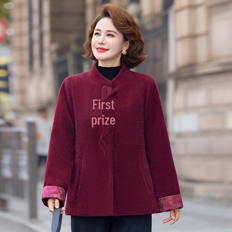 

2025 New Style Plus Velvet Thickened Autumn/Winter Outerwear for Middle-aged and Elderly Women XL красный