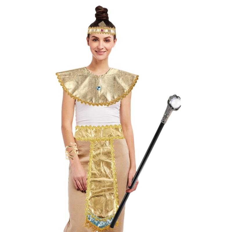 Adult Pharaoh Headpiece, Egyptian Collar Cuff Snake Bracelet Necklace Egyptian Halloween Costume Accessory for Women Men