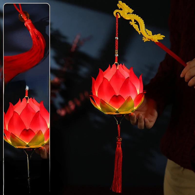 

2025 Новый Праздник середины осени Лотосовый фонарь Ручной светящийся Лотосовый фонарь Китайский праздничный атмосферный декоративный реквизит жёлтый
