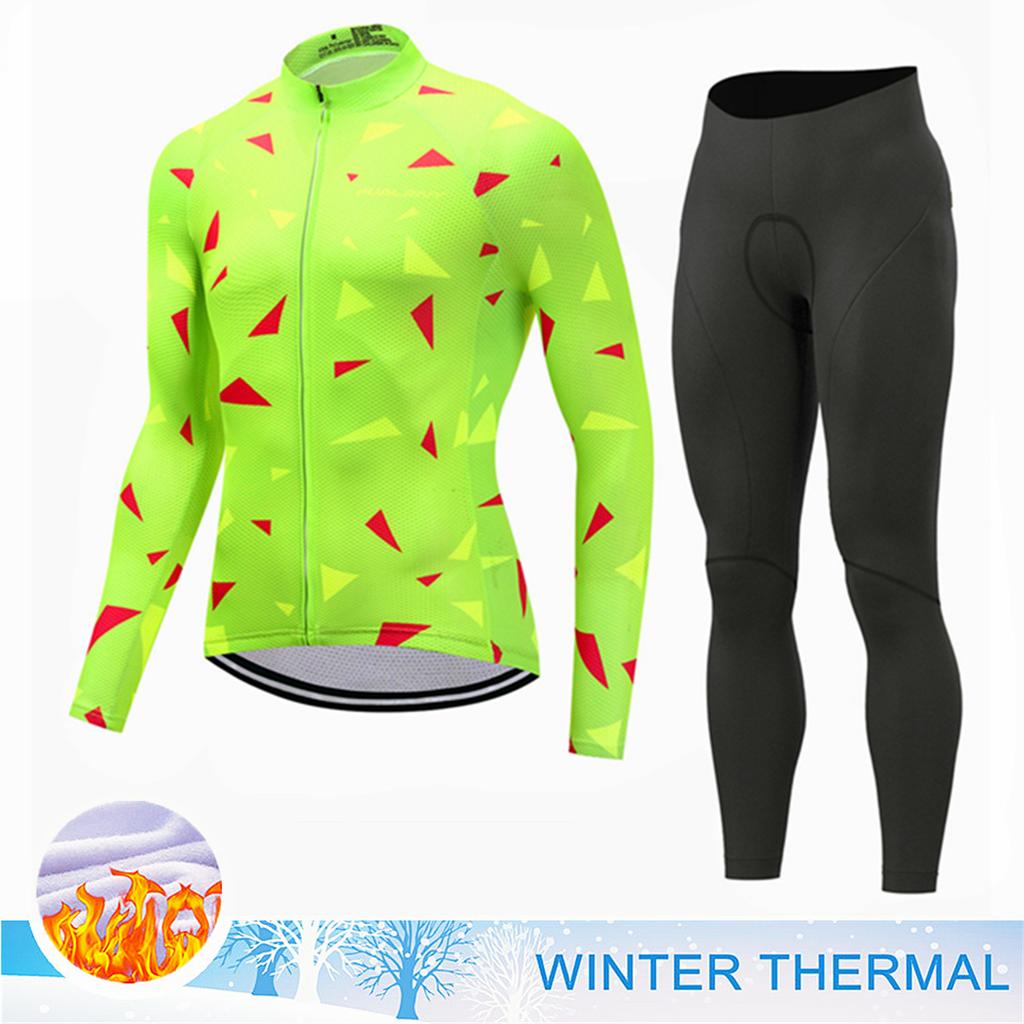 Winter Thermal Fleece Cycling Jersey Set Top MTB Bike Outdoor Men's Road Bicycle Clothing Long Sleeves Shirt Uniform
