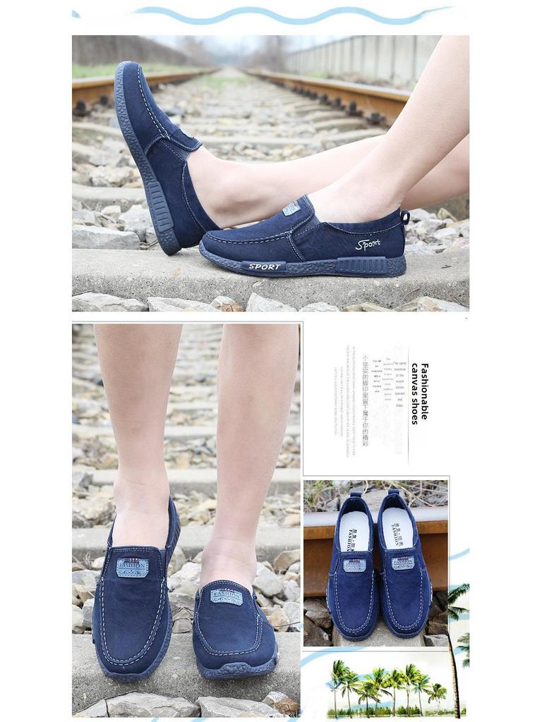 Męskie buty na co dzień: Płócienne trampki z miękką podeszwą, Oddychające wsuwki z niską cholewką