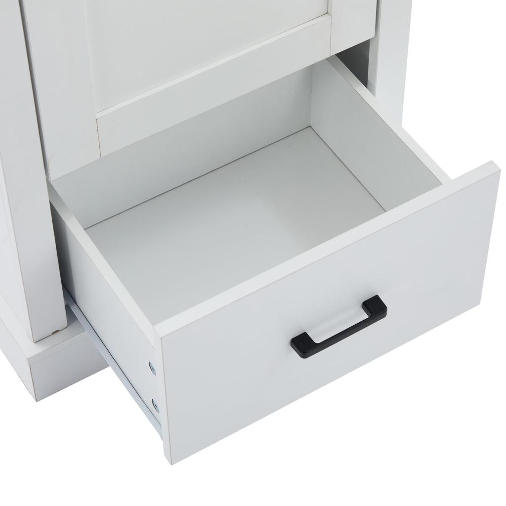 Witryna ze światłami LED, Szklana witryna szuflady 5 półek, Nowoczesny regał wysoki szafka kuchenna salon sypialnia biuro przedpokój, Biały, 178cm