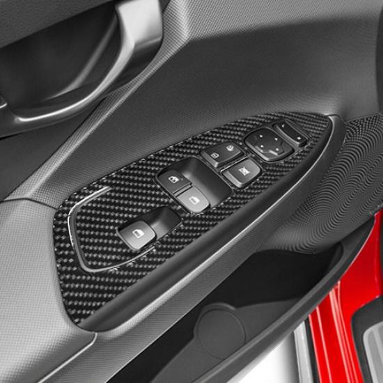 3Pcs Carbon Fiber Interior Front Door Control Cover Trim For Hyundai Veloster