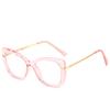 Cat'S Eye Crystal Cut Glasses Frame Trendy With Tr Spring Leg Flat Mirror Retro Frame