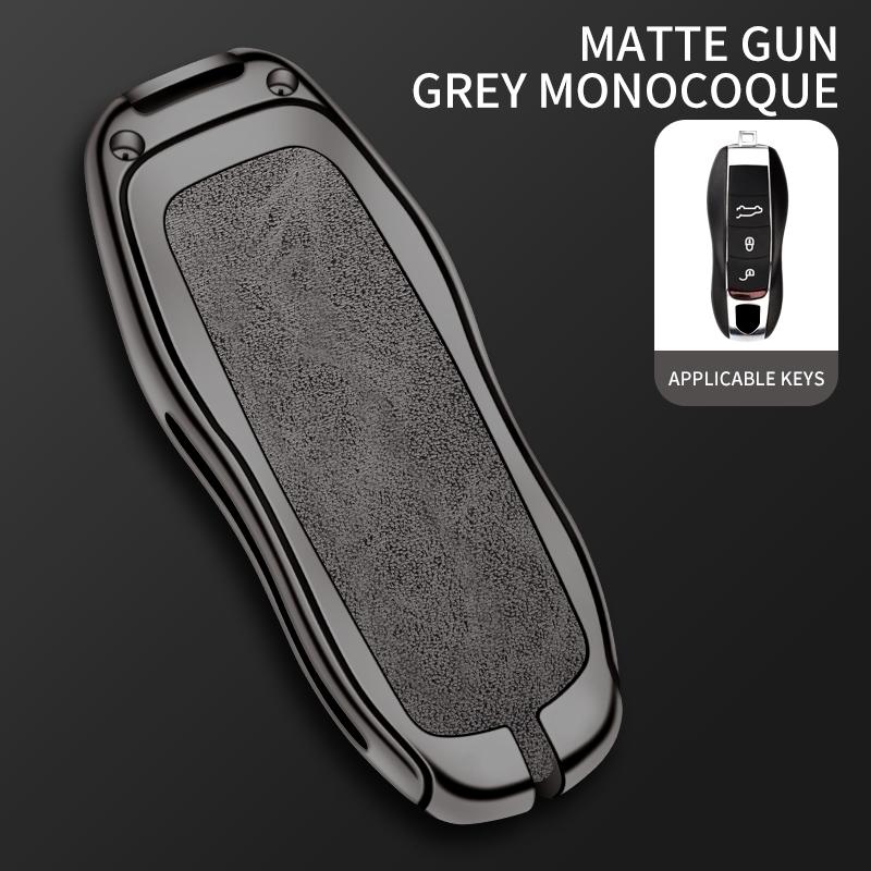 Leather Car Metal Key Case Cover Shell Fob For Porsche Panamera Cayenne 971 911 9YA Macan Boxster Keychain Accessories