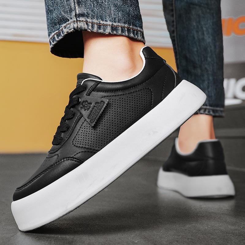 Freizeitschuhe aus PU-Leder für Herren, neue Schnürschuhe, dicke Sohle, lässige Sportschuhe, vielseitige flache Schuhe mit Überhöhe, Herren-Sneakers, Zapatos
