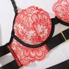 European & American Embroidered Lace High-Quality Erotic Lingerie: Sexy See-through Metal Buckle Body Shaping Front-Opening Set