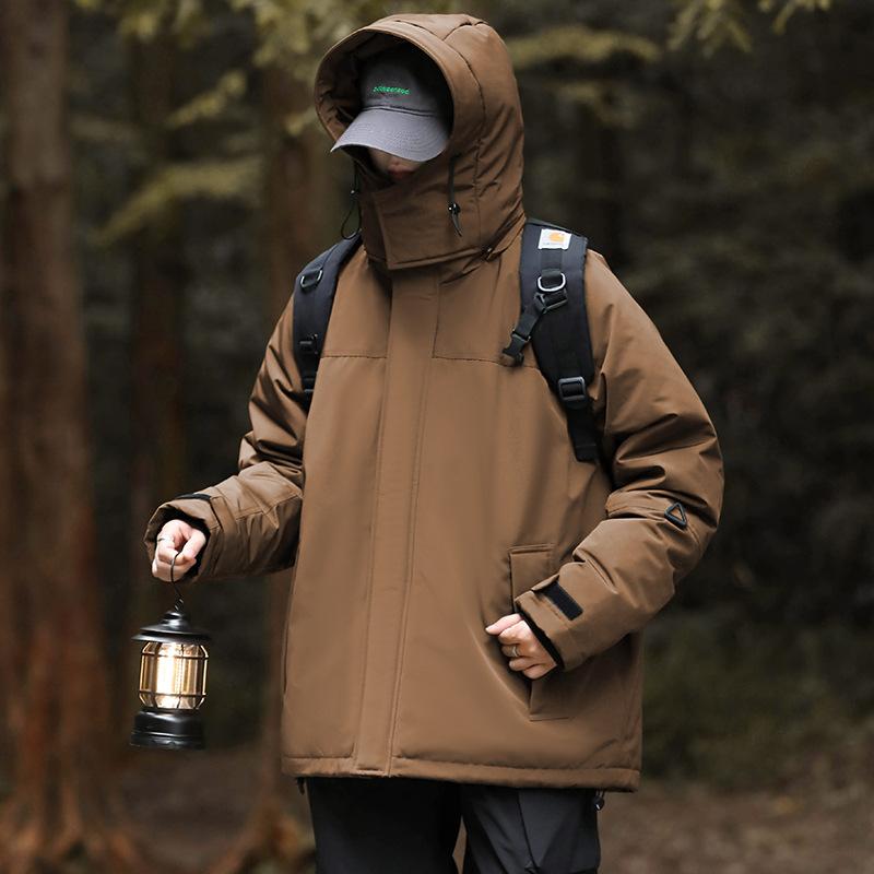 Men's and Women's Couple Hooded Down Jacket Workwear Thickened and Warm Trend Winter New Down Jacket Loose Plus Size