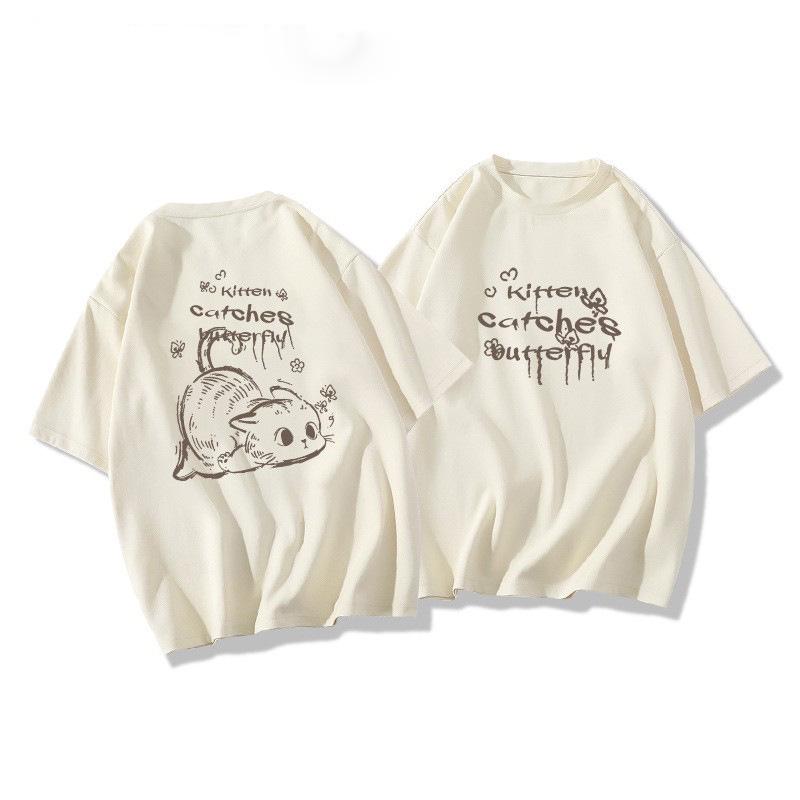 

Женская белая хлопковая футболка оверсайз с коротким рукавом 2025 - Свободная, трендовый европейский дизайн для лета XL