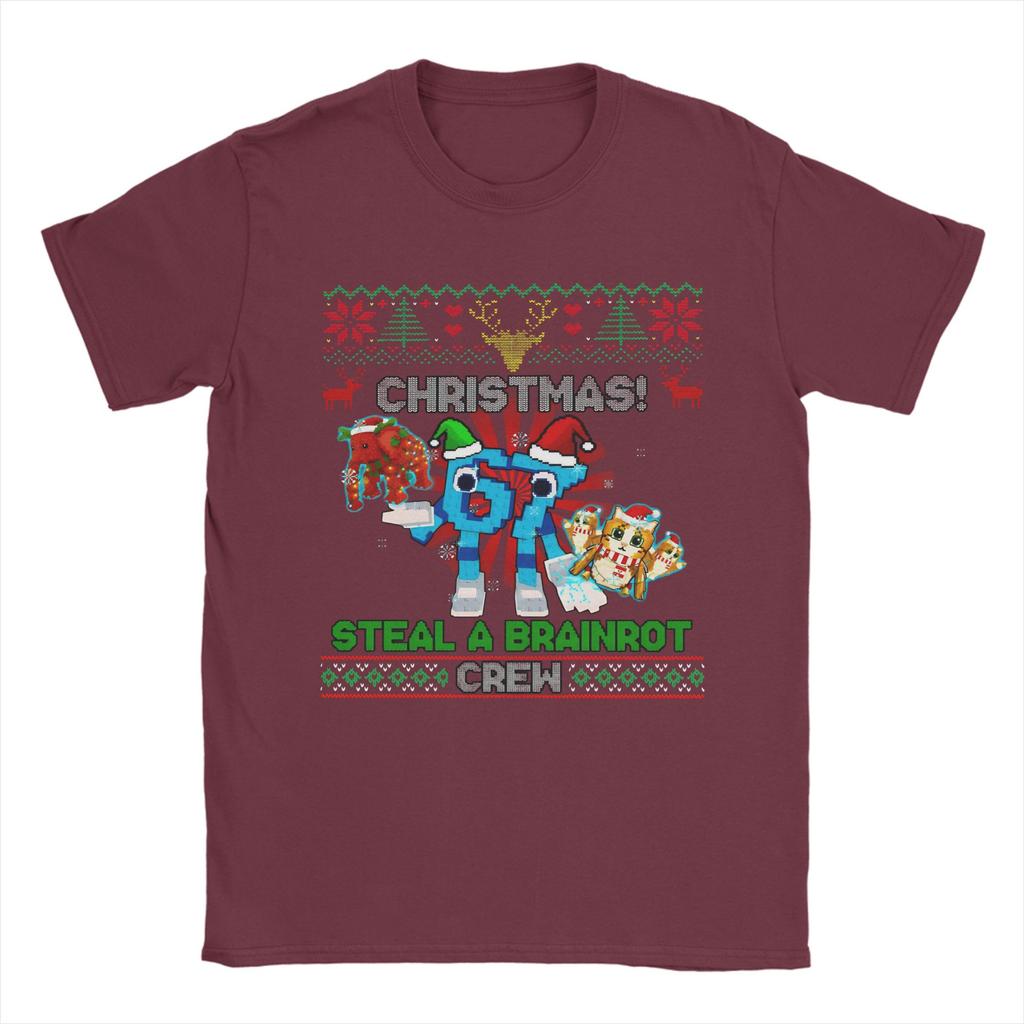 Men TShirts Funny With Elephant And Meowl Steal A Brainrot Christmas Crew Awesome 100 Cotton Tee Shirt Round Collar Tops Gift