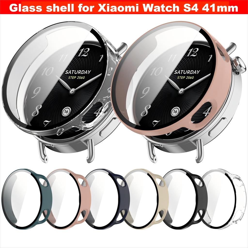 PC+Tempered glass shell for Xiaomi Watch S4 41mm smart watch case Full coverage hard shell For Mi watch s4 cover accessories