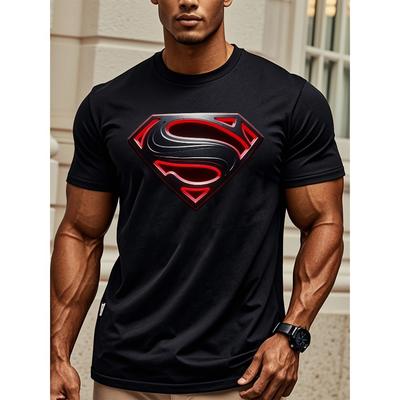 European Sizes [Men's Summer T-Shirt] Justice League Casual Summer T-Shirt - Superman Graphic Loose Fit Short Sleeve Tee, Casual Summer Wear | Casual