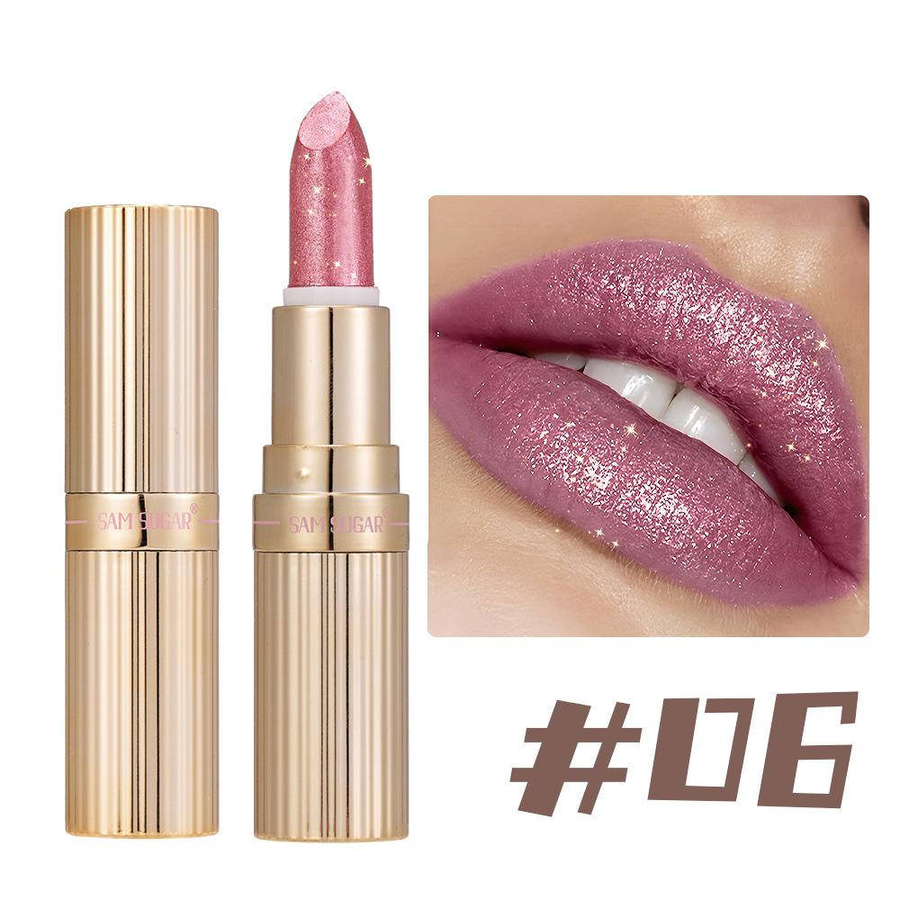 Shiny Metal Glitter Lipstick SAM SUGAR Pearlescent Lustre Velvet Lip Balm Non Grainy Hydrating Long Lasting Shimmery Lips Cosmetics for Women
