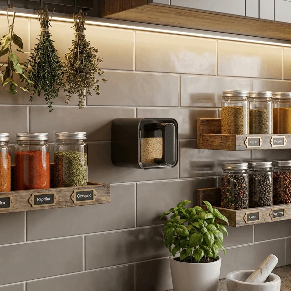 No Punch Spice Storage Rack Wall-Mounted Spice Storage Container Seasoning Boxes  Condiment Storage
