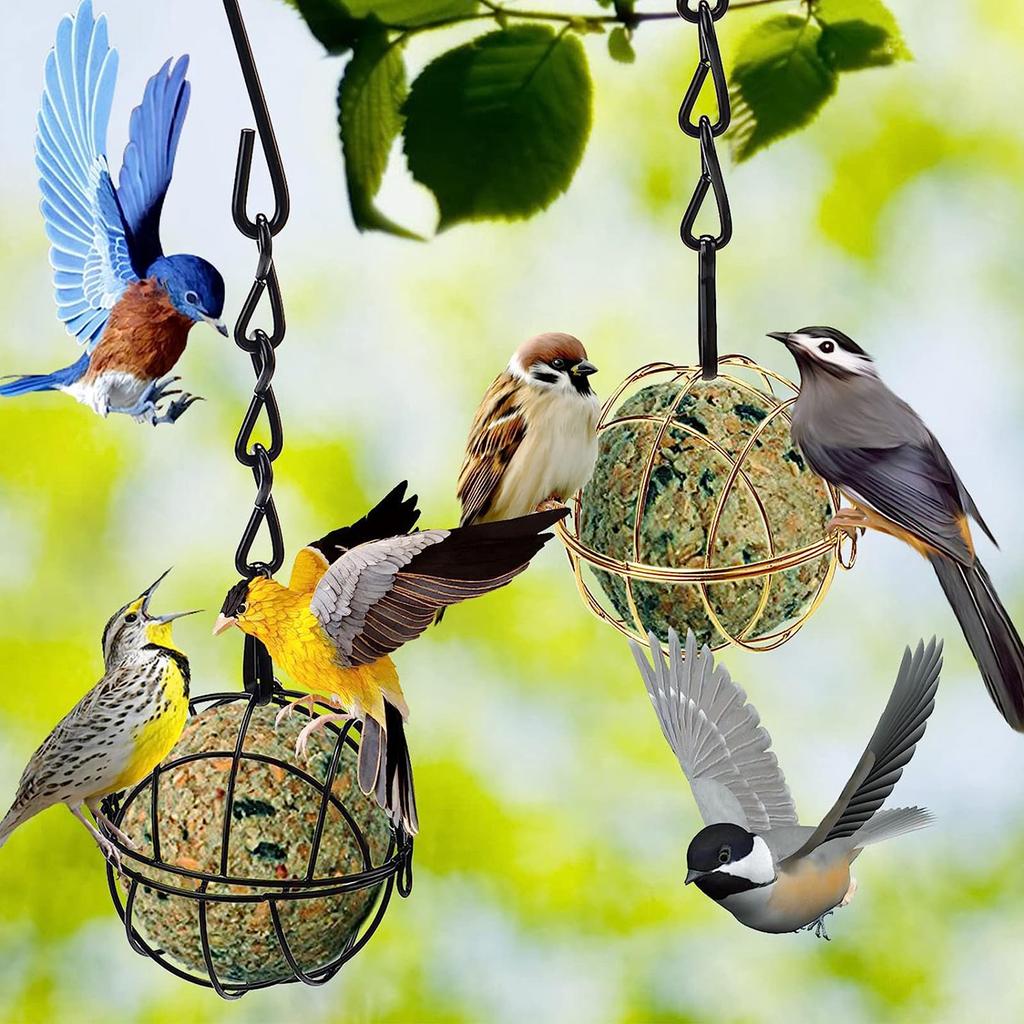 2 Stück Hängender Vogelfutterspender für Wildvogel-Fettkugeln Halter Vogelfutterspender Außen Hängender Vogelfutterspender Wildvogel-Futterbedarf