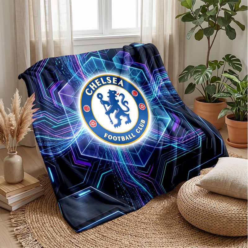 Chelsea FC Theme Blanket Soft Flannel Blanket Plush Throw Blanket Cozy Sofa Bed Blanket for Home Decor