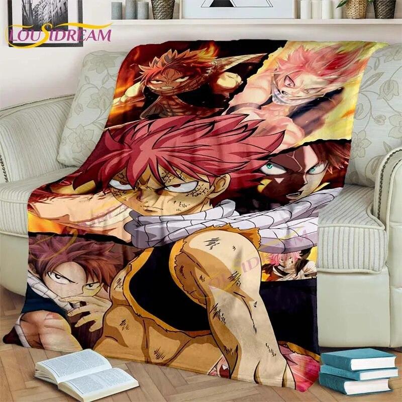 Fairy Tail Blanket Anime Blanket Natsu Blanket 3D Cartoon Covered Blanket Flannel for Bedding Children Room Decor Warm Blanket