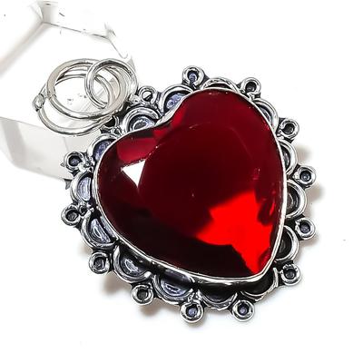 Natural Mozambique Garnet Gemstone 925 Sterling Silver Gift Pendant 1.89" R8k78