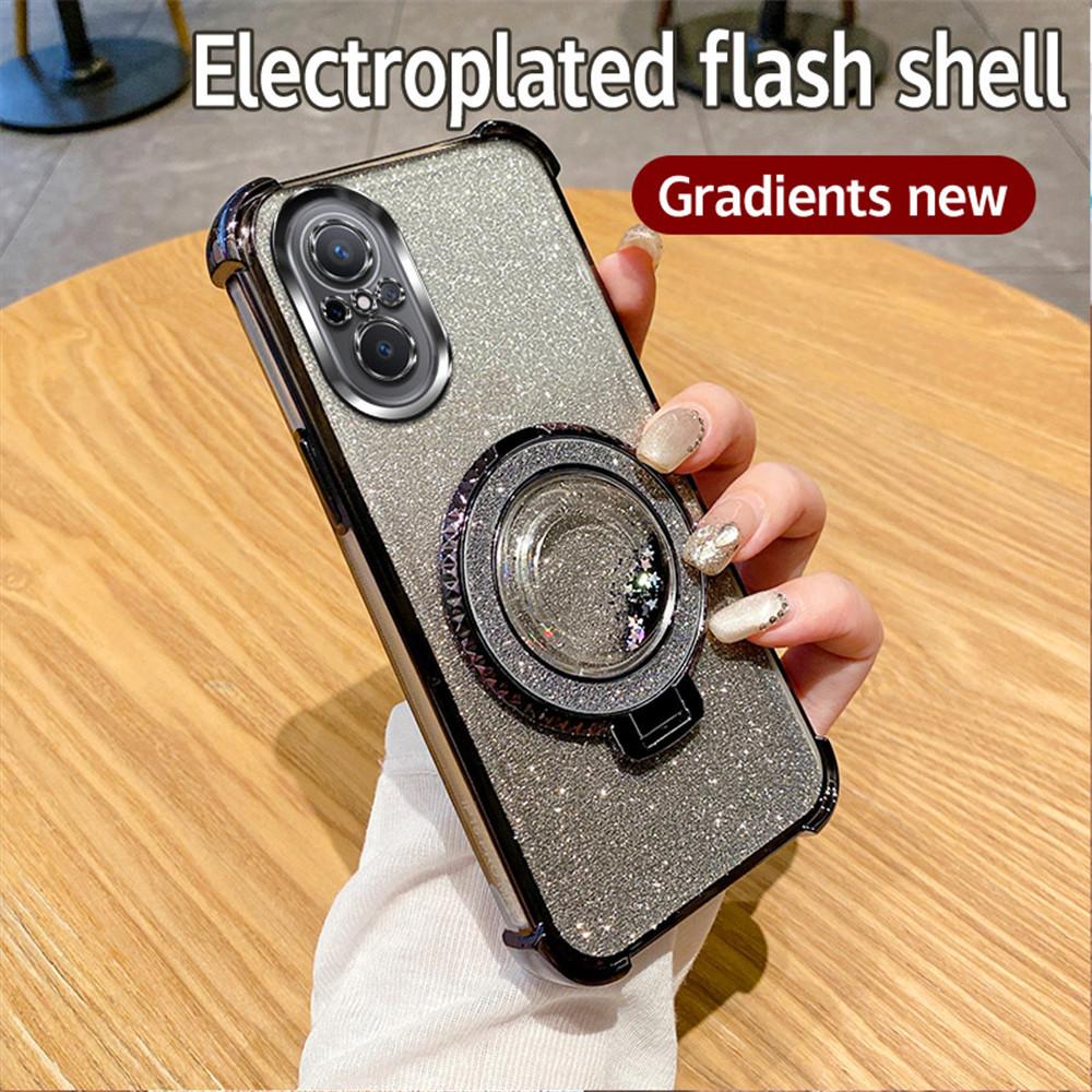 Magnetic Quicksand Bracket Phone Case For Huawei Nova 10 Pro 12 11 10 7 9 8 Pro SE Gradient Glitter Stand Shockproof Soft Cover