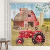 Farmhouse Shower Curtain Vintage Old Tractor Farm Truck Rustic Barn House Windmill Green Leaves Plant Forest Country Nature Scenery Home Bathroom