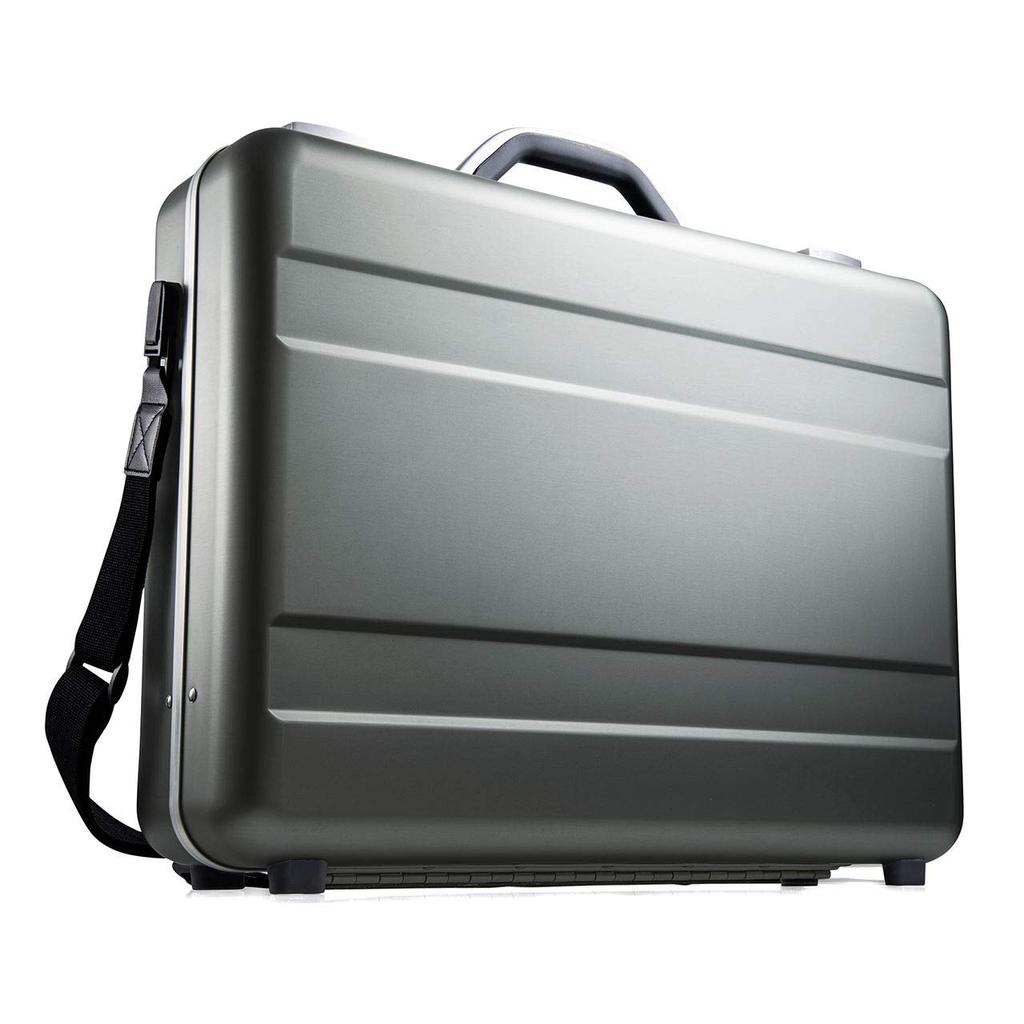 Sanwa Direct 200-BAG155GM Aluminum Attache Case, A4 Size, 15.6-inch Laptop Storage, Lockable, Compartment Divider, Shoulder Strap Included, Adapter
