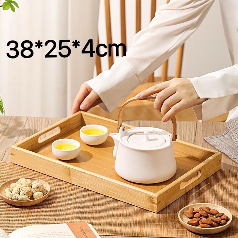 Handun Natural Bamboo Serving Tray with Handle