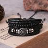 4pcs/ Set Adjustable Leather Bracelets for Men Braided PU Black Bangle Charm Bracelet Gift