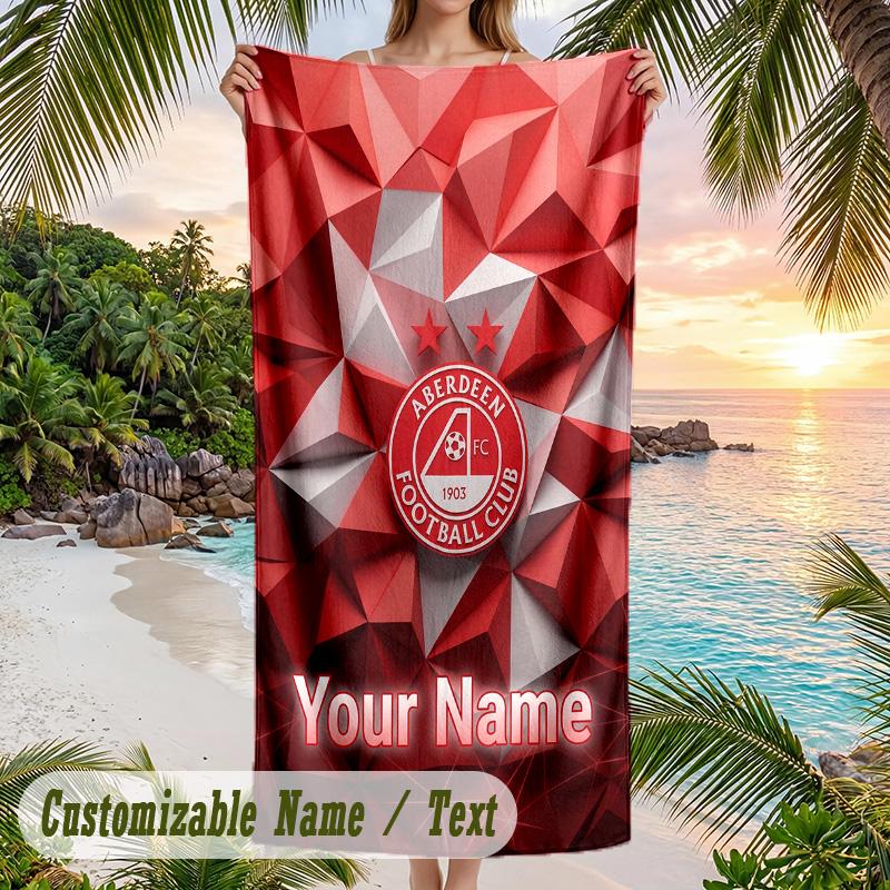 Beach Towel Aberdeen FC Print Custom Name Text Soft Towel for Swimming Pool